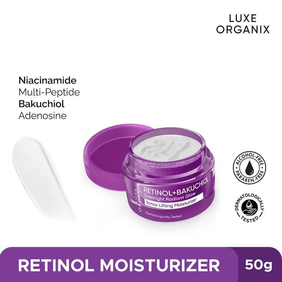 Luxe Organix Retinol + Bakuchiol Overnight Radiant Glow Botox Lifting Moisturizer 50g