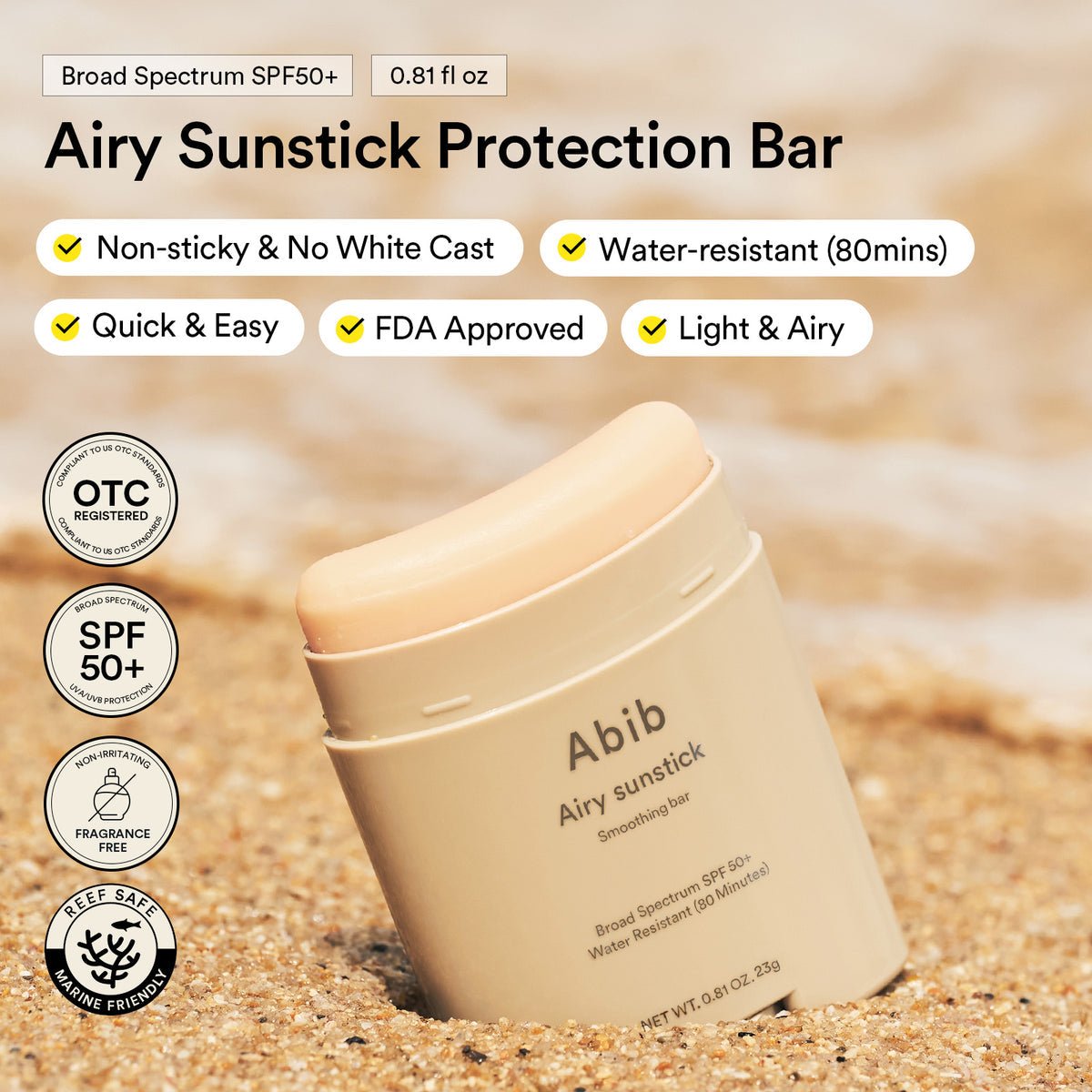 Abib Airy Sunstick Smoothing Bar 23g أبيب صن ستيك بار تنعيم - Princess Cosmetics Qatar