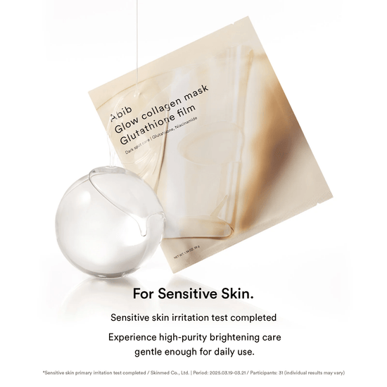Abib Glow Collagen Mask Glutathione Film (1 Sheet) قناع الكولاجين المتوهج من أبيب مع طبقة الجلوتاثيون - Princess Cosmetics Qatar