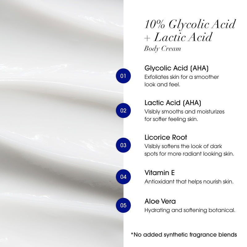 Advanced Clinicals 10% Glycolic Acid & Lactic Acid Exfoliating Body Cream 454g كريم الجسم المقشر من أدفانسد كلينيكالز، يحتوي على 10% من حمض الجليكوليك وحمض اللاكتيك - Princess Cosmetics Qatar