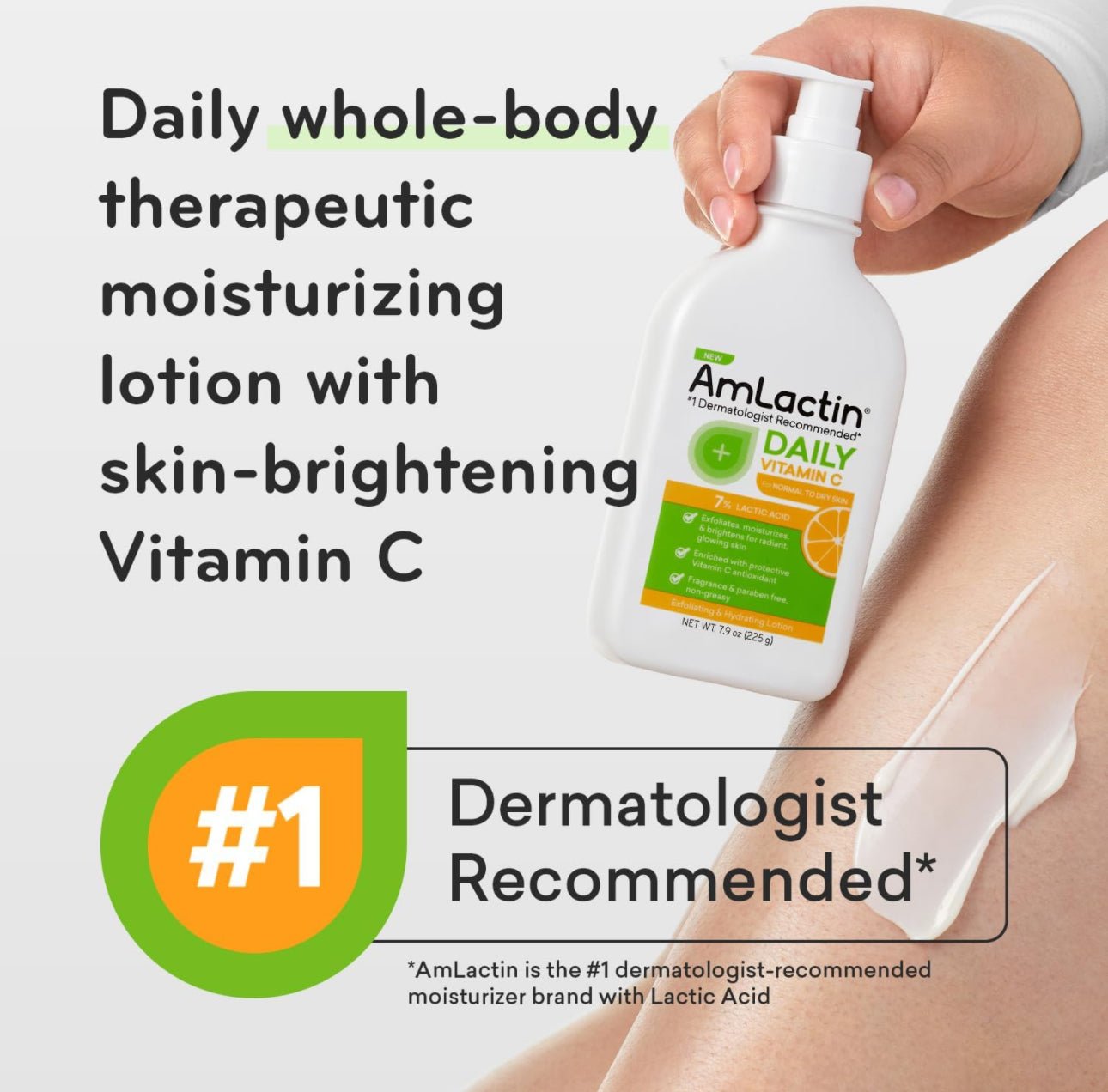 Amlactin Daily Vitamin C Lotion with 7% Lactic Acid 225g. أملاكتين لوشن فيتامين سي اليومي مع حمض اللاكتيك بنسبة 7% 225 جرام - Princess Cosmetics Qatar