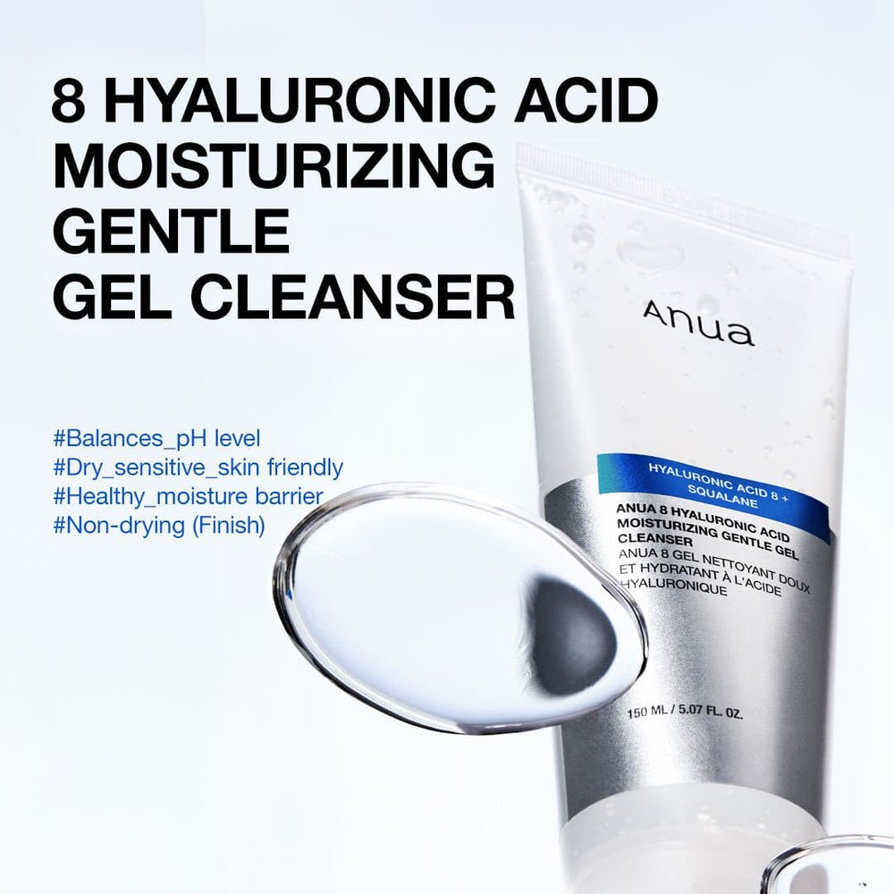 Anua 8 Hyaluronic Acid Moisturizing Gentle Gel Cleanser 150ml أنوا غسول جل لطيف ومرطب بحمض الهيالورونيك الثماني - Princess Cosmetics Qatar