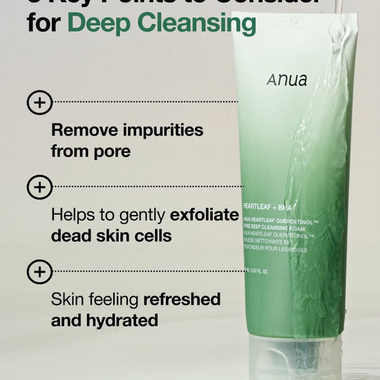 Anua Heartleaf Quercetinol Pore Deep Cleansing Foam رغوة تنظيف المسام العميقة أنوا هارتليف كيرسيتينول - Princess Cosmetics Qatar