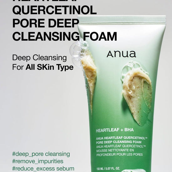 Anua Heartleaf Quercetinol Pore Deep Cleansing Foam رغوة تنظيف المسام العميقة أنوا هارتليف كيرسيتينول - Princess Cosmetics Qatar