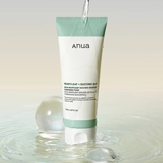 Anua Heartleaf Succinic Moisture Cleansing Foam 150ml. أنوا هارتليف سكسينيك رغوة تنظيف الرطوبة - Princess Cosmetics Qatar