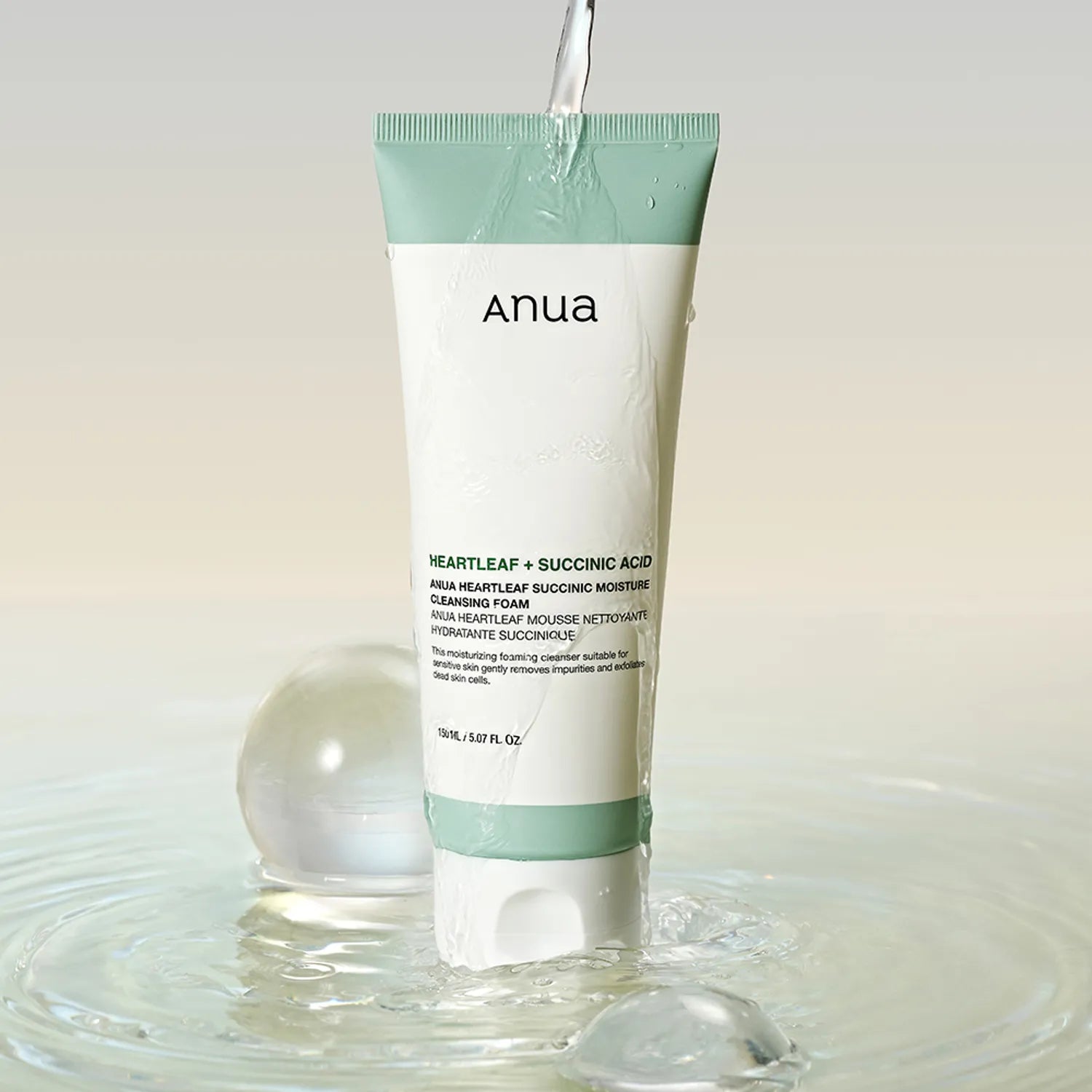 Anua Heartleaf Succinic Moisture Cleansing Foam 150ml. أنوا هارتليف سكسينيك رغوة تنظيف الرطوبة - Princess Cosmetics Qatar