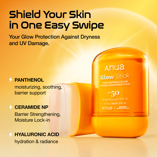 Anua Invisible Glow Finish Sunscreen Stick 18g عصا واقي الشمس أنوا بلمسة نهائية متوهجة غير مرئية - Princess Cosmetics Qatar