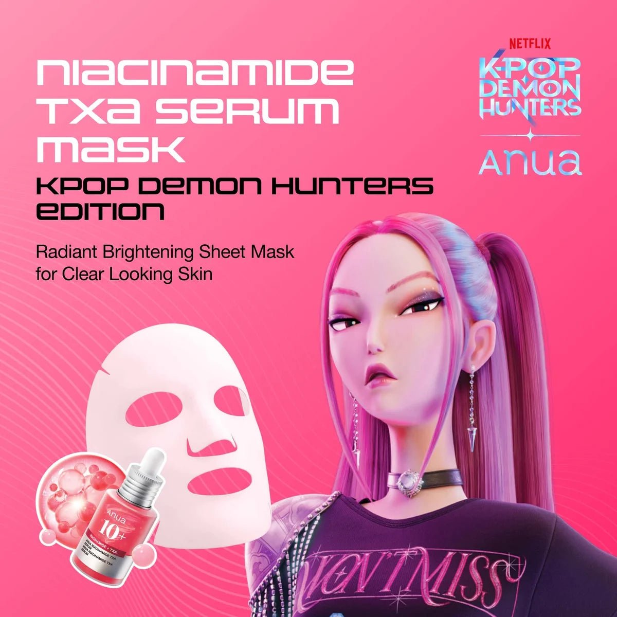 Anua KPOP Demon Hunter Niacinamide TXA Serum Mask (1 Sheet) قناع مصل أنوا كيبوب شيطان هنتر نياسيناميد TXA - Princess Cosmetics Qatar