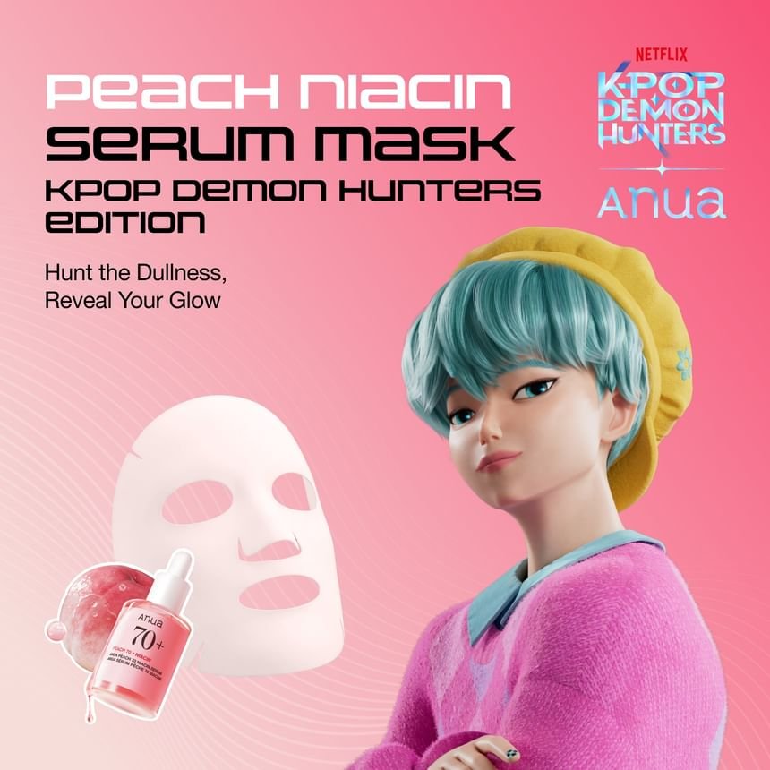 Anua KPOP Demon Hunter Peach 70 Niacin Serum Face Mask (1 Sheet) أنوا كيبوب ديمون هانتر بيتش 70 نياسين قناع الوجه - Princess Cosmetics Qatar