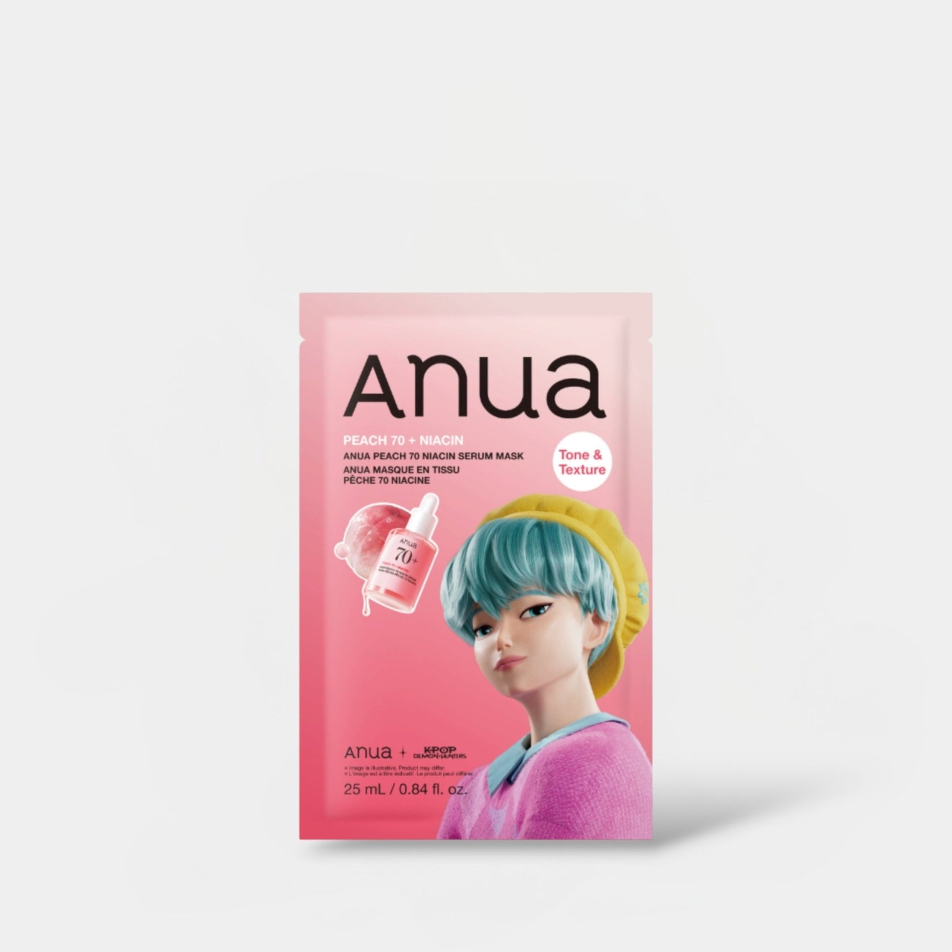 Anua KPOP Demon Hunter Peach 70 Niacin Serum Face Mask (1 Sheet) أنوا كيبوب ديمون هانتر بيتش 70 نياسين قناع الوجه - Princess Cosmetics Qatar