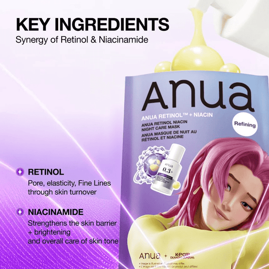 Anua KPOP Demon Hunter Retinol Niacin Night Care Mask (1 Sheet) قناع العناية الليلية أنوا كيبوب ديمون هانتر ريتينول نياسين - Princess Cosmetics Qatar