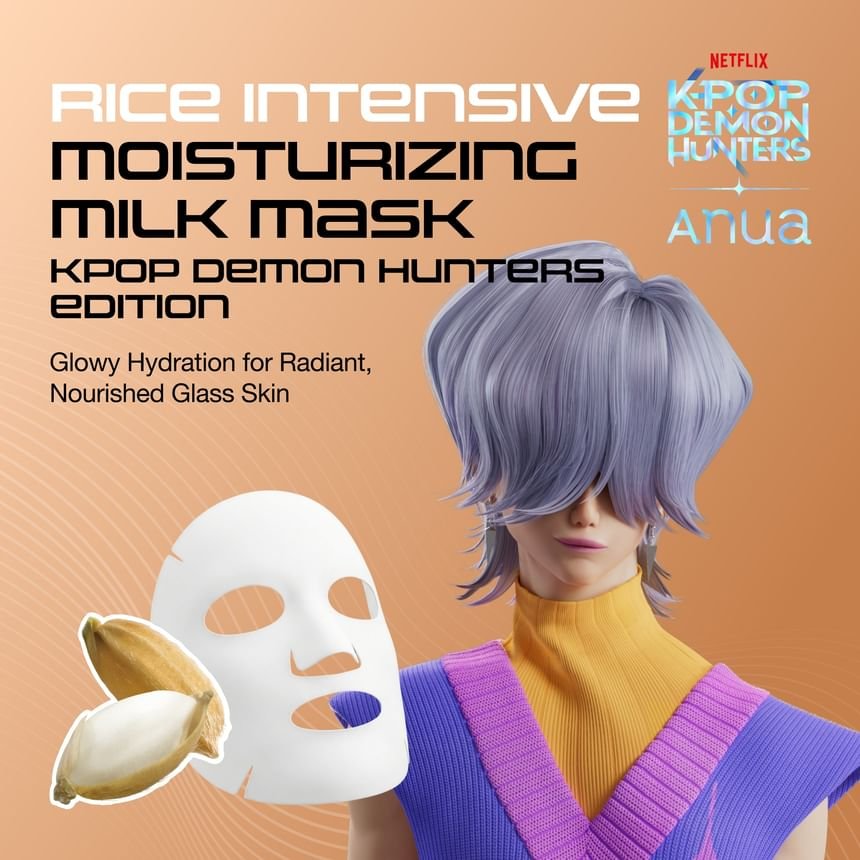 Anua KPOP Demon Hunter Rice 70 Intensive Moisturizing Milk Mask (1 Sheet) قناع حليب أنوا كيبوب ديمون هانتر رايس 70 المرطب المكثف - Princess Cosmetics Qatar