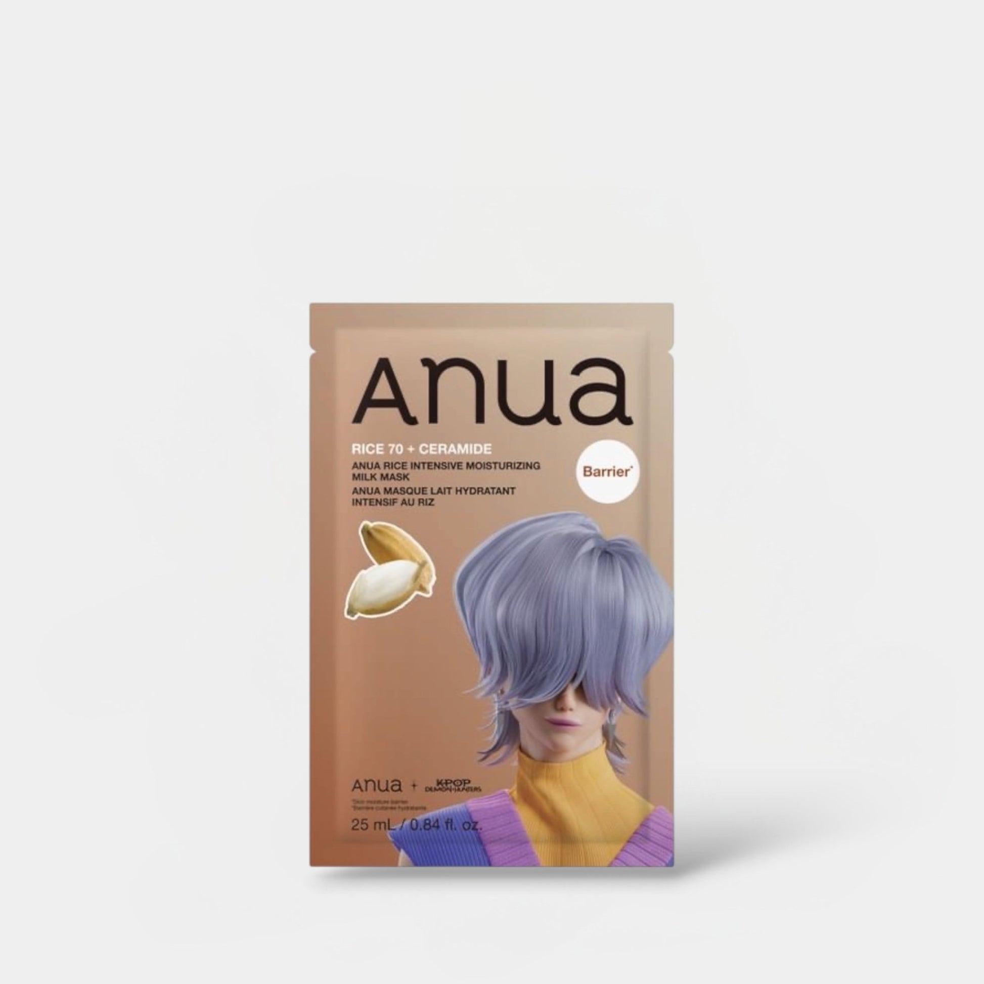 Anua KPOP Demon Hunter Rice 70 Intensive Moisturizing Milk Mask (1 Sheet) قناع حليب أنوا كيبوب ديمون هانتر رايس 70 المرطب المكثف - Princess Cosmetics Qatar