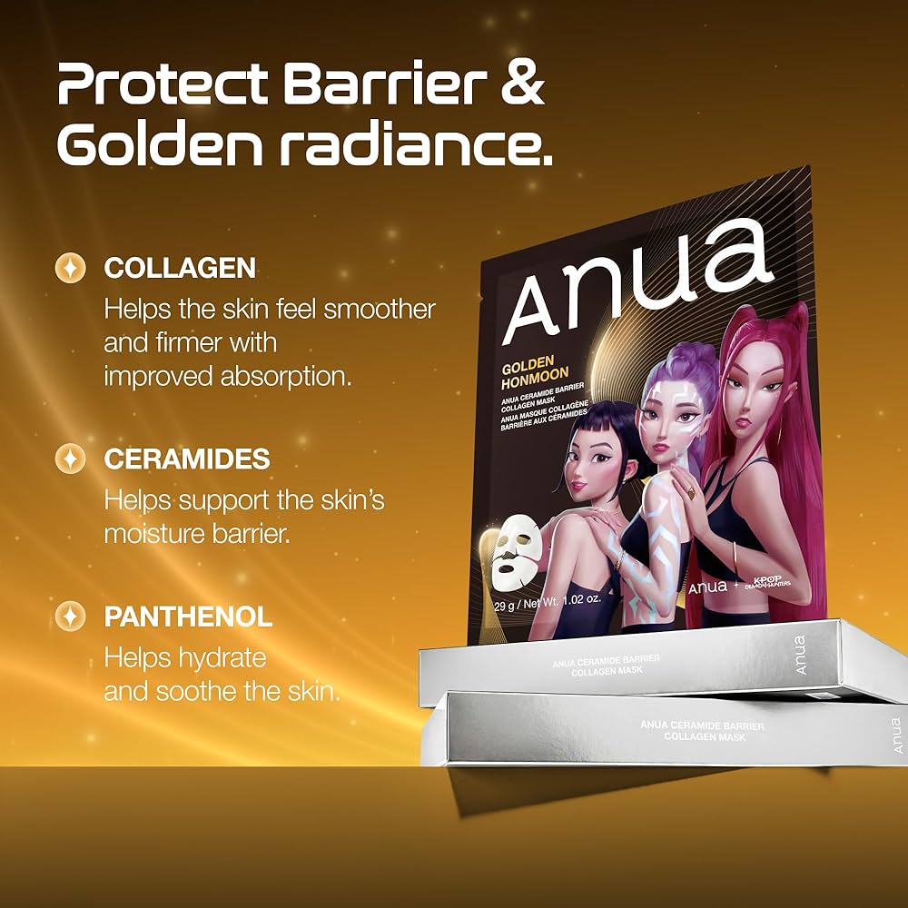 Anua KPOP Demon Hunters Ceramide Barrier Collagen Mask (1 Sheet) قناع الكولاجين الحاجز السيراميدي من أنوا، صائدو الشياطين، الكيبوب - Princess Cosmetics Qatar
