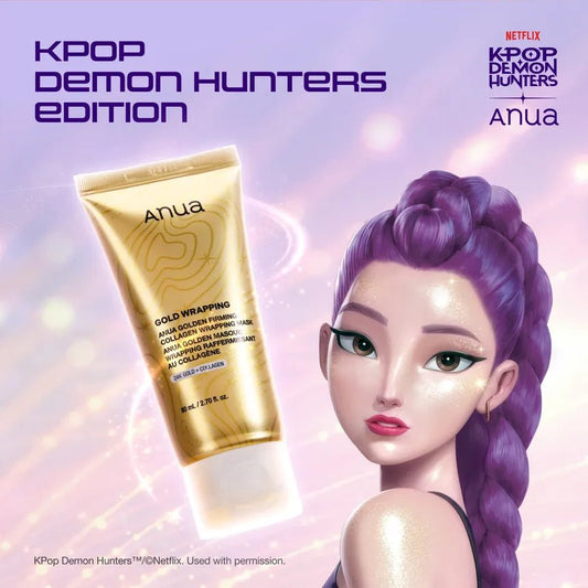 Anua KPOP Demon Hunters Golden Firming Collagen Wrapping Mask 80ml قناع الكولاجين الذهبي لشد البشرة من أنوا، أحد أعضاء فرقة كيبوب ديمون هانترز - Princess Cosmetics Qatar