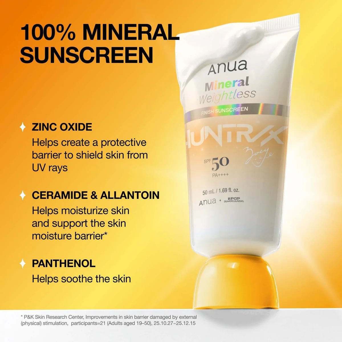 Anua KPOP Demon Hunters Mineral Weightless Finish Sunscreen 50ml واقي الشمس المعدني الخفيف الوزن من أنوا كيبوب ديمون هانترز - Princess Cosmetics Qatar