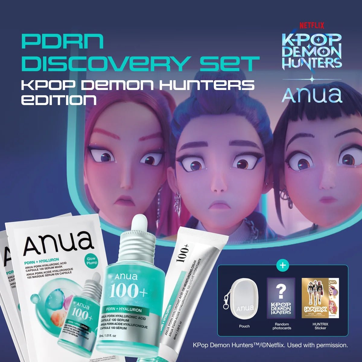 Anua Kpop Demon Hunters PDRN Glow Discovery Set مجموعة أنوا كيبوب ديمون هانترز بي دي آر إن جلو ديسكفري - Princess Cosmetics Qatar