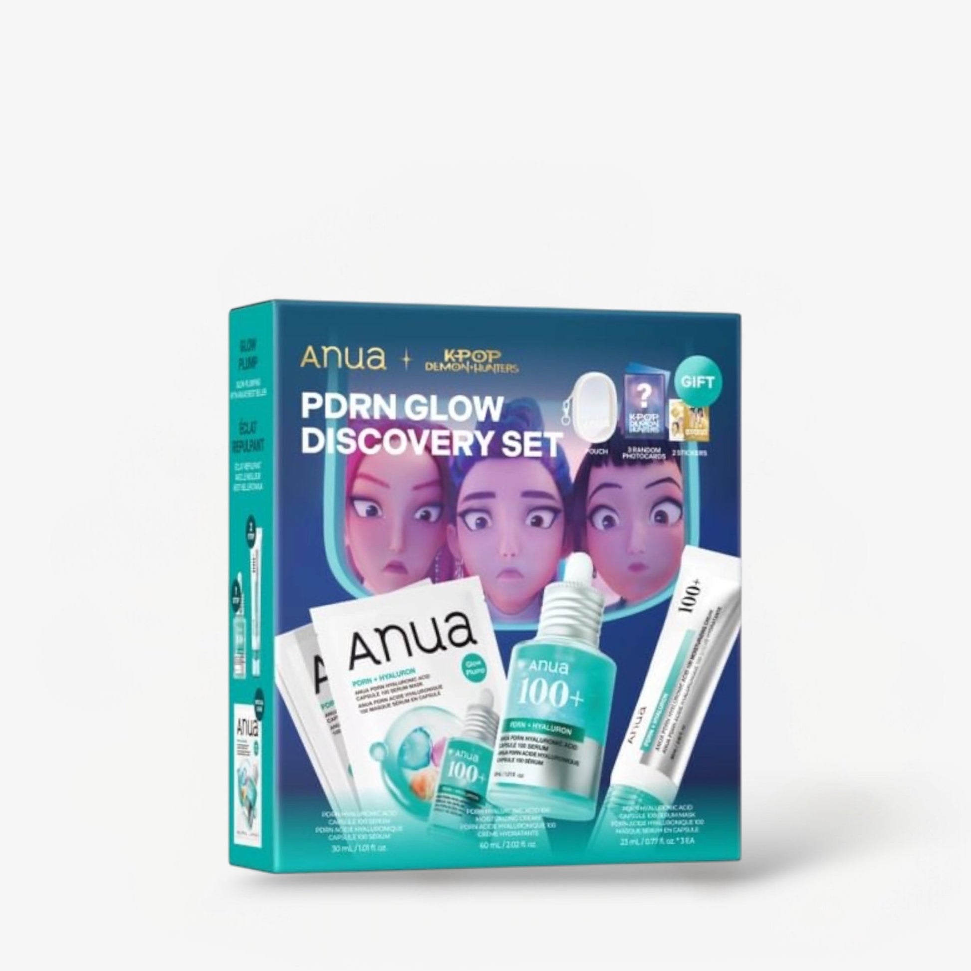 Anua Kpop Demon Hunters PDRN Glow Discovery Set مجموعة أنوا كيبوب ديمون هانترز بي دي آر إن جلو ديسكفري - Princess Cosmetics Qatar
