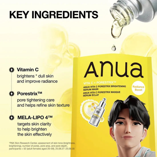 Anua Kpop Demon Hunters Vita C Porestrix Brightening Serum Mask (1 Sheet) قناع سيروم تفتيح المسام كيبوب صائدو الشياطين فيتامين سي بورستريكس - Princess Cosmetics Qatar