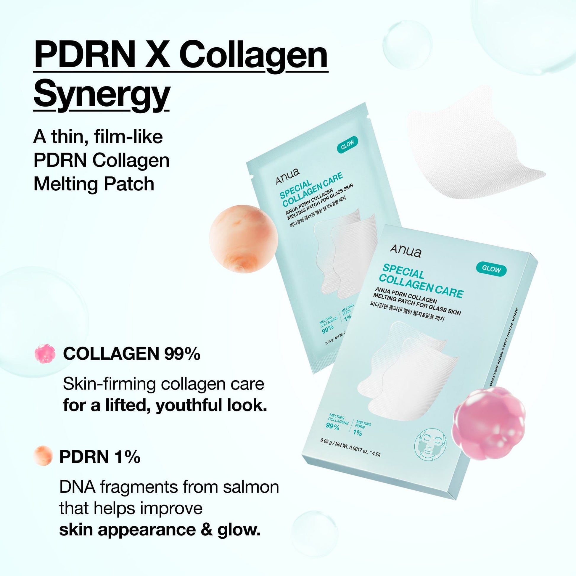 Anua PDRN Collagen Melting Patch For Glass Skin (4 Patches) لصقة أنوا بي دي آر إن لإذابة الكولاجين للحصول على بشرة زجاجية - Princess Cosmetics Qatar