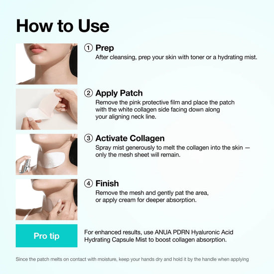 Anua PDRN Collagen Melting Patch For Neck (4 Patches) لصقة أنوا بي دي آر إن الكولاجينية المذابة للرقبة - Princess Cosmetics Qatar