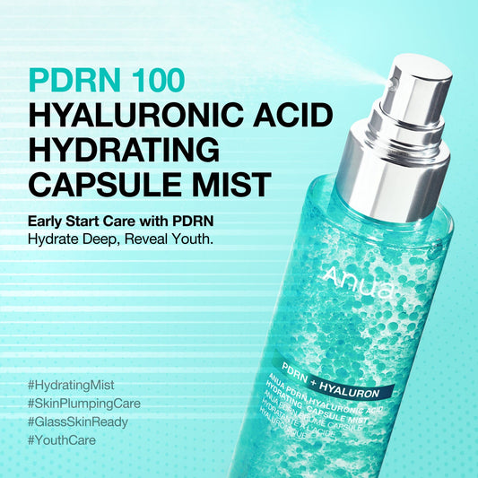 Anua PDRN Hyaluronic Acid Hydrating Capsule Mist 100ml رذاذ كبسولات أنوا بي دي آر إن المرطبة بحمض الهيالورونيك - Princess Cosmetics Qatar