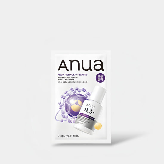 Anua Retinol Niacin Night Care Sheet Mask (1 Sheet) قناع أنوا الليلي للعناية بالبشرة، يحتوي على الريتينول والنياسين - Princess Cosmetics Qatar
