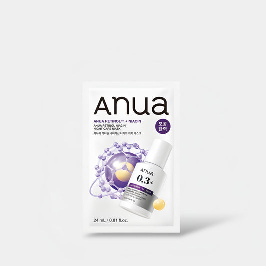 Anua Retinol Niacin Night Care Sheet Mask (1 Sheet) قناع أنوا الليلي للعناية بالبشرة، يحتوي على الريتينول والنياسين - Princess Cosmetics Qatar