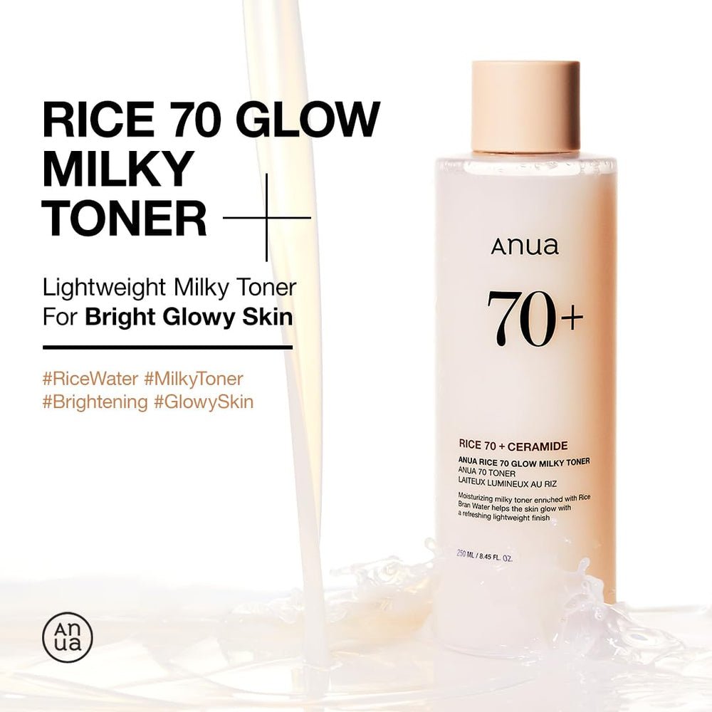 Anua Rice 70 Glowy Milky Toner 250ml أرز أنوا 70 تونر حليبي لامع - Princess Cosmetics Qatar