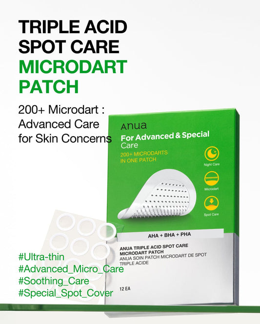 Anua Triple Acid Spot Care Microdart Patch (12 Patches) رقعة أنوا تريبل أسيد للعناية بالبقع - Princess Cosmetics Qatar