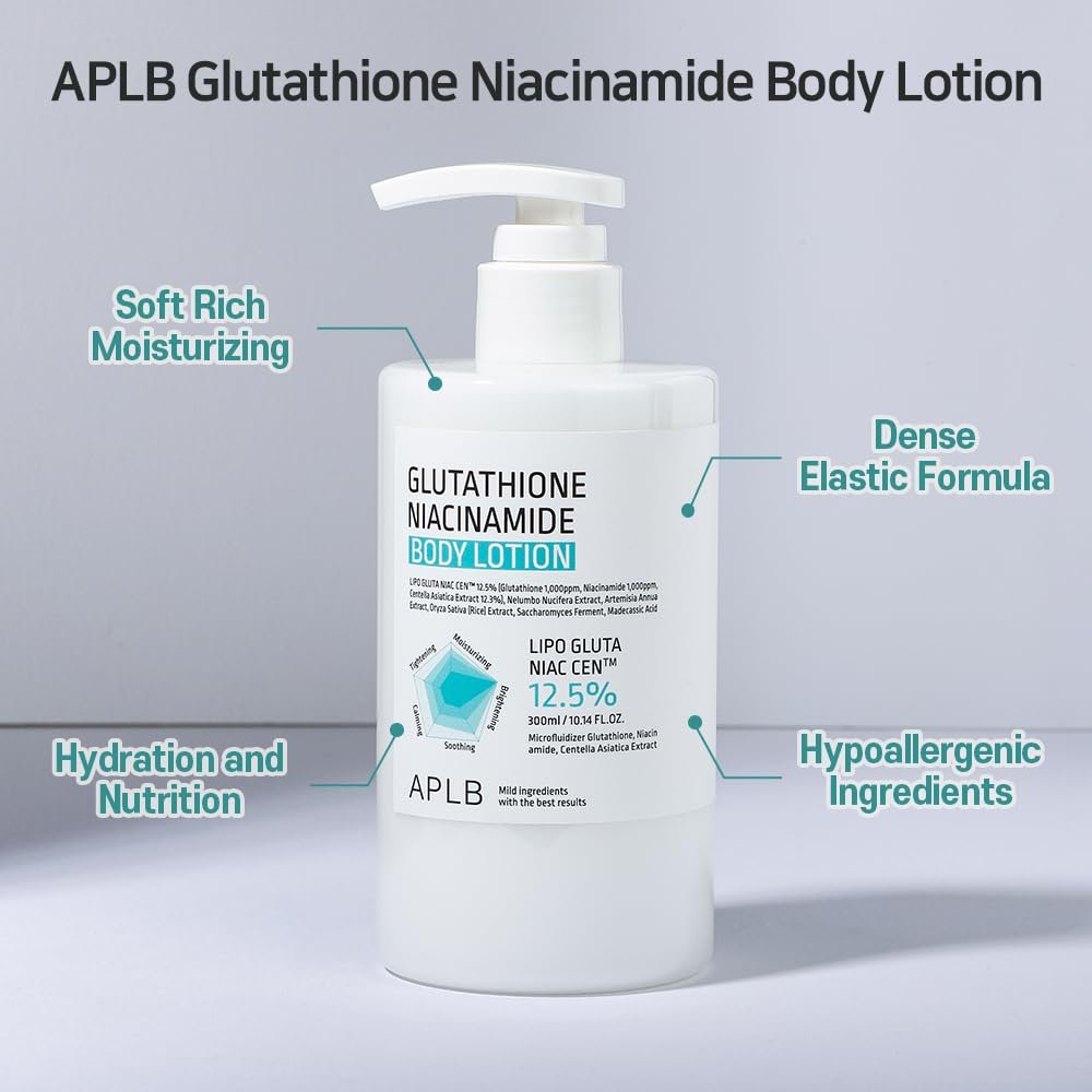 APLB Glutathione Niacinamide Body Lotion 300ml APLB Princess Cosmetics Qatar APLB Glutathione Niacinamide Body Lotion 300ml APLB Princess Cosmetics Qatar