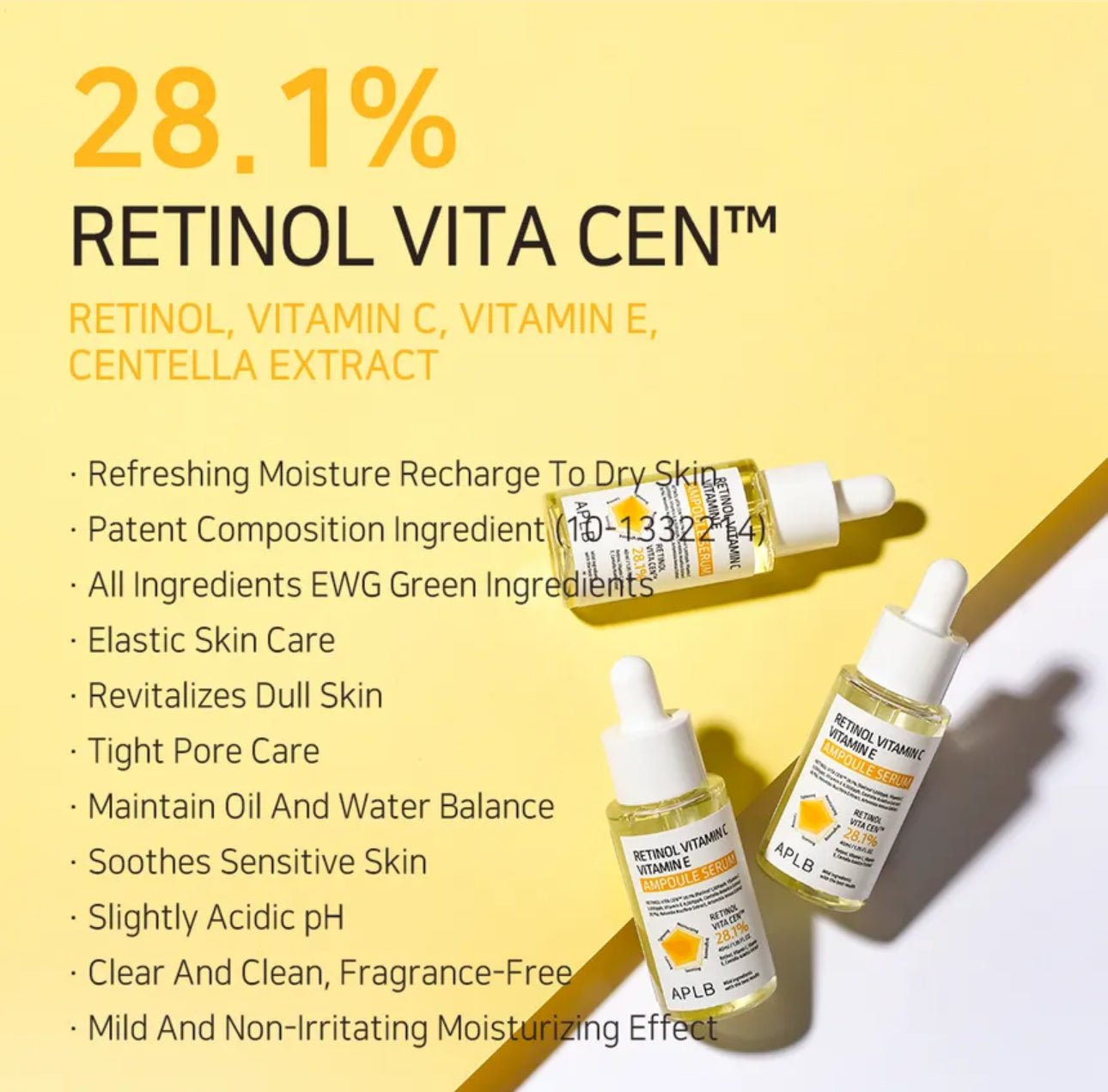 APLB Retinol Vitamin C Vitamin E Ampoule Serum 40ml مصل أمبولة فيتامين C وفيتامين E من APLB ريتينول - Princess Cosmetics Qatar