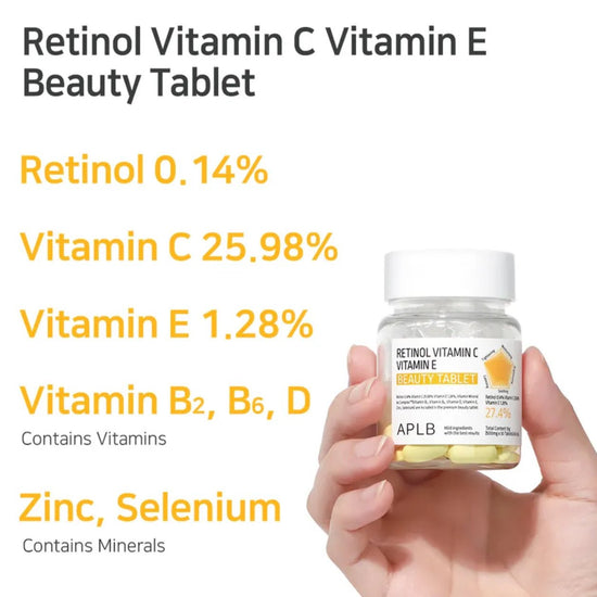 APLB Retinol Vitamin C Vitamin E Beauty Tablets (30 Tablets) APLB ريتينول فيتامين سي فيتامين ه أقراص الجمال - Princess Cosmetics Qatar