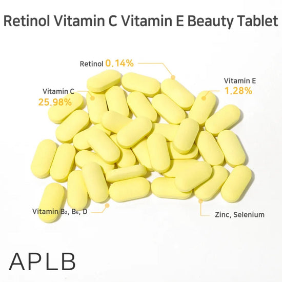 APLB Retinol Vitamin C Vitamin E Beauty Tablets (30 Tablets) APLB ريتينول فيتامين سي فيتامين ه أقراص الجمال - Princess Cosmetics Qatar