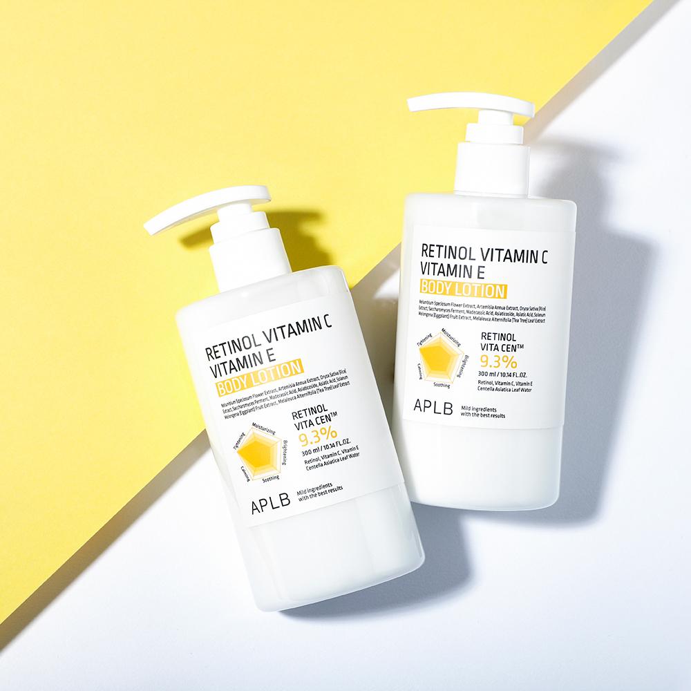 APLB Retinol Vitamin C Vitamin E Body Lotion 300ml لوشن للجسم من APLB يحتوي على الريتينول وفيتامين سي وفيتامين إي - Princess Cosmetics Qatar