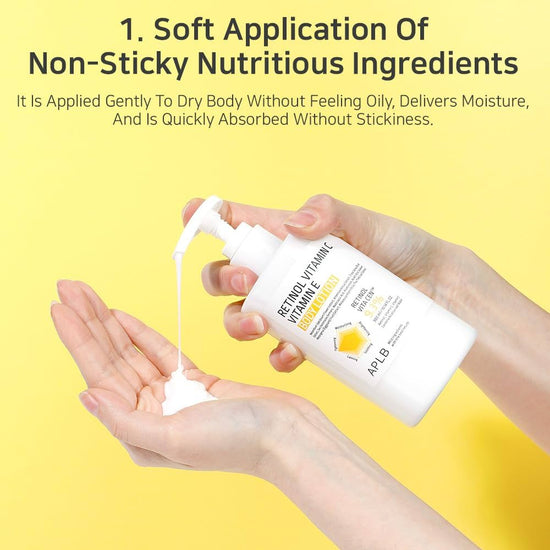 APLB Retinol Vitamin C Vitamin E Body Lotion 300ml لوشن للجسم من APLB يحتوي على الريتينول وفيتامين سي وفيتامين إي - Princess Cosmetics Qatar