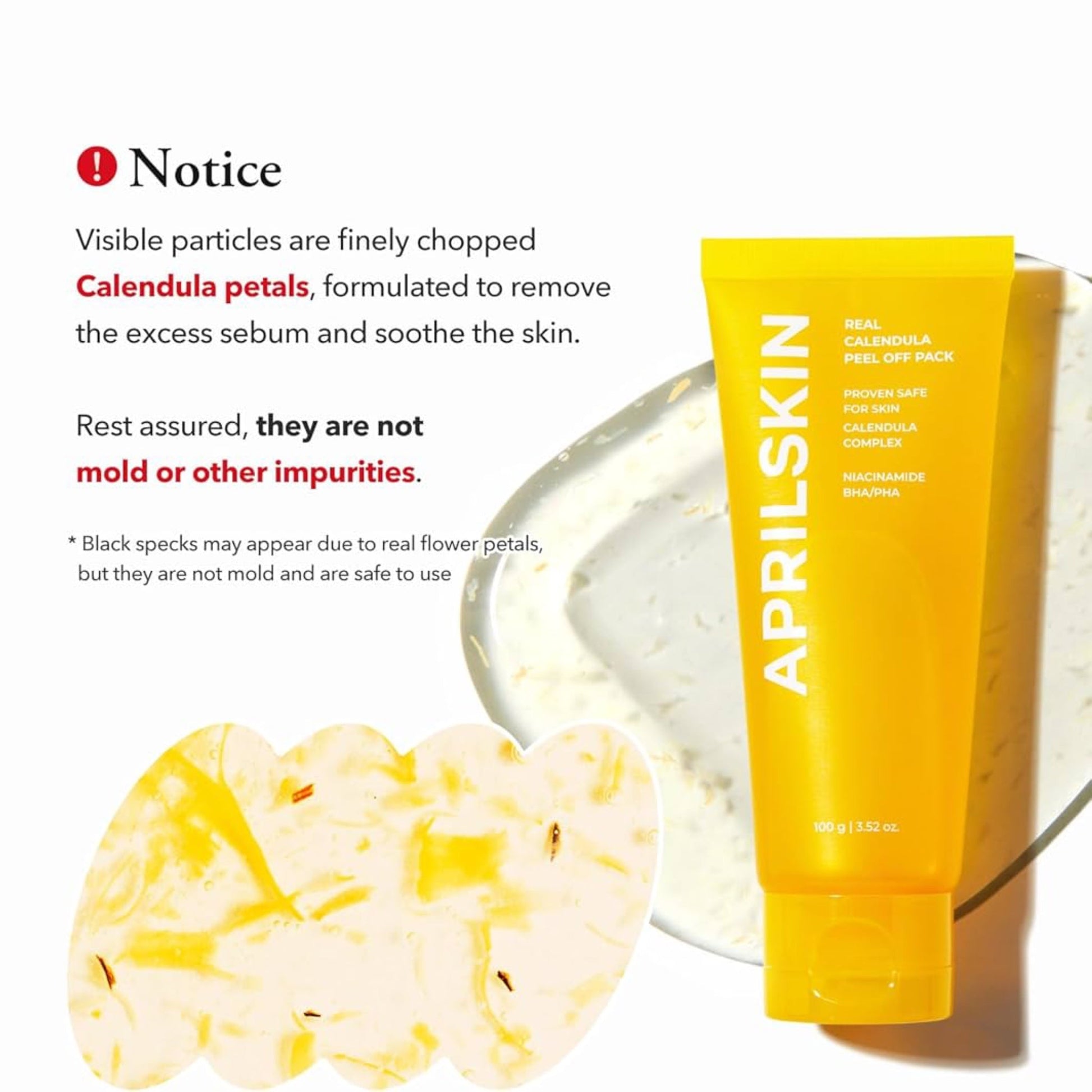 April Skin Real Calendula Peel Off Pack 100g قناع تقشير زهرة الكاليندولا الحقيقية من أبريل سكين - Princess Cosmetics Qatar