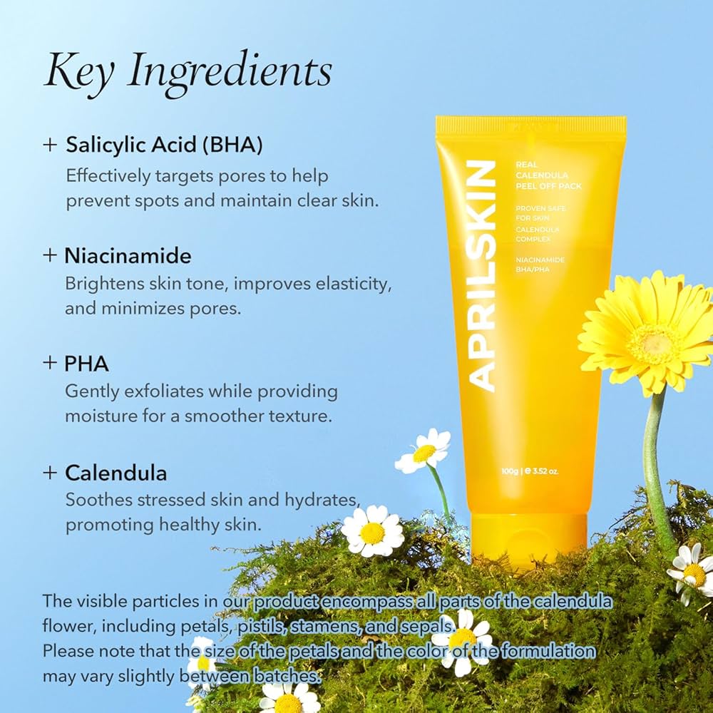 April Skin Real Calendula Peel Off Pack 100g قناع تقشير زهرة الكاليندولا الحقيقية من أبريل سكين - Princess Cosmetics Qatar