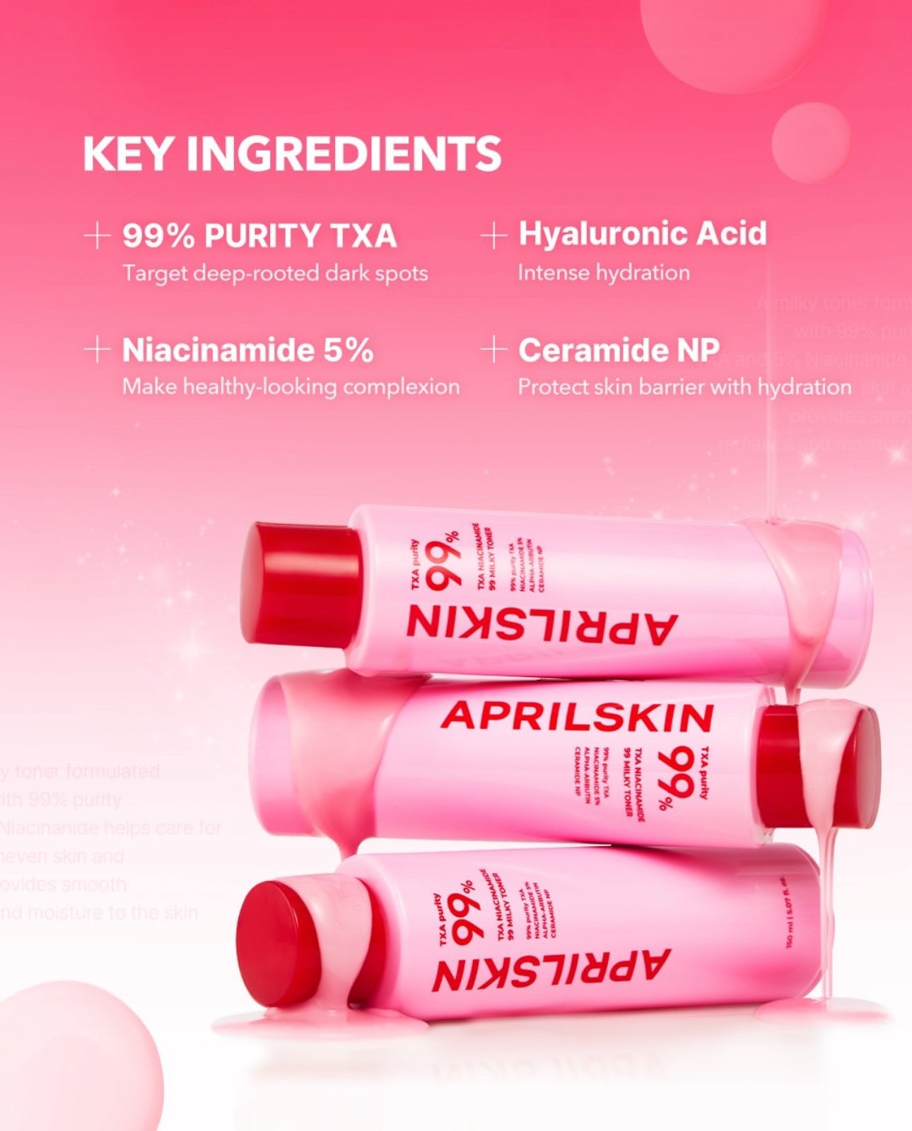 April Skin TXA Niacinamide 99 Milky Toner 150ml تونر حليبي أبريل سكين TXA نياسيناميد 99 - Princess Cosmetics Qatar