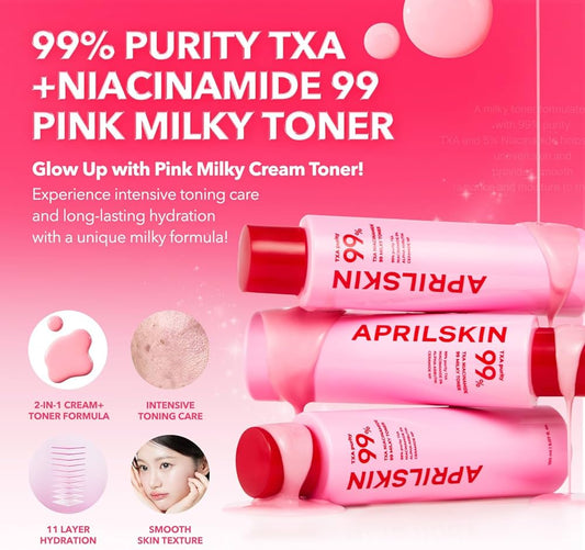 April Skin TXA Niacinamide 99 Milky Toner 150ml تونر حليبي أبريل سكين TXA نياسيناميد 99 - Princess Cosmetics Qatar
