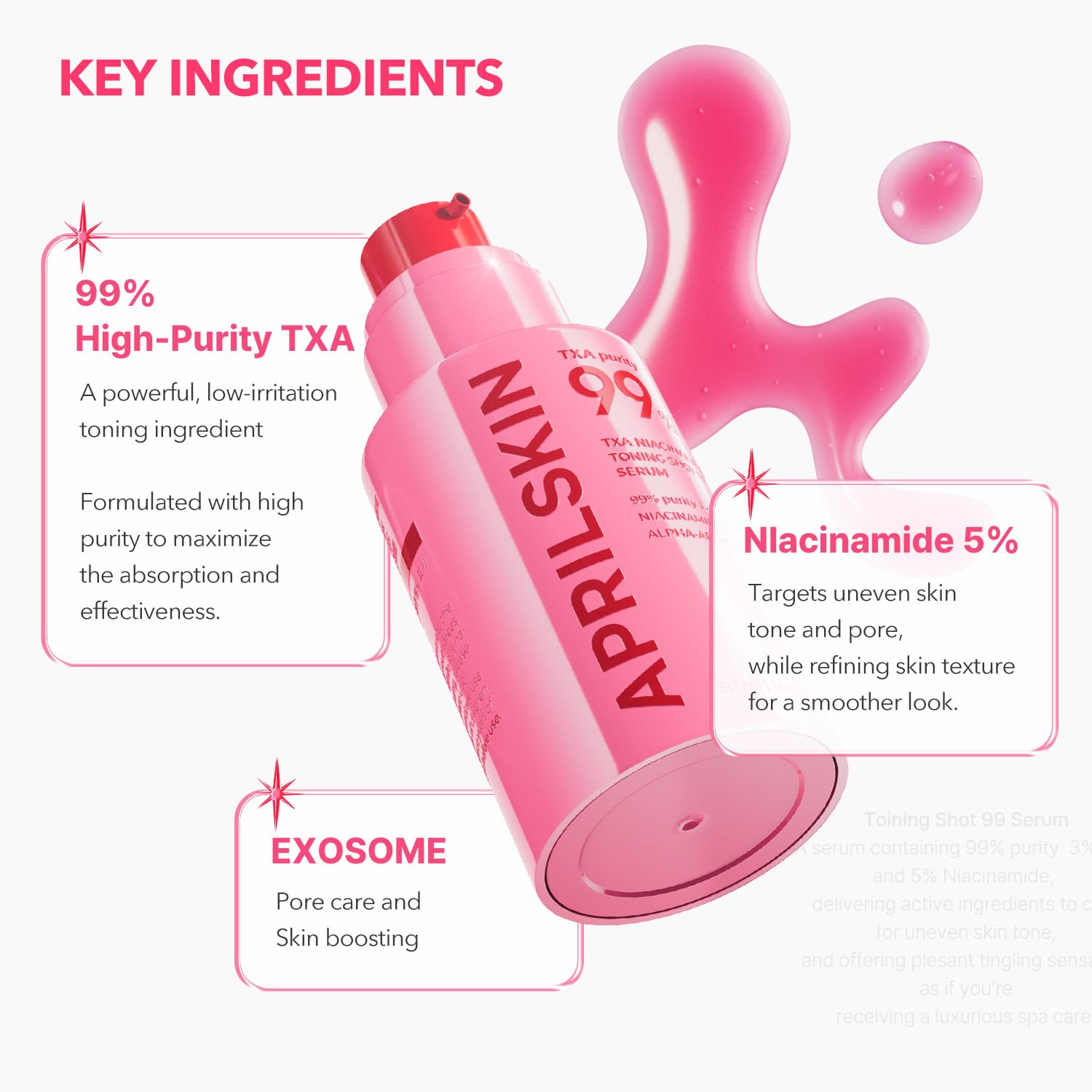 April Skin TXA Niacinamide Toning Shot 99 Serum 30ml سيروم أبريل سكين نياسيناميد TXA لقطة تونينج 99 - Princess Cosmetics Qatar