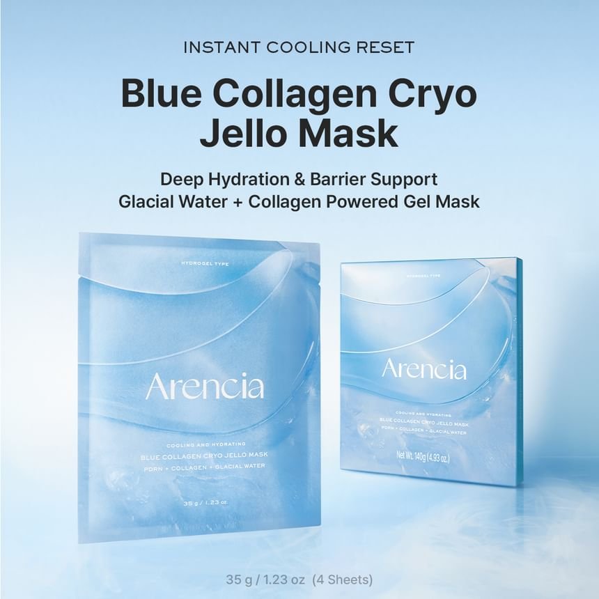 Arencia Blue Collagen Cryo Jello Mask (1 Sheet) قناع أرينسيا الأزرق بالكولاجين بتقنية التبريد الجيلاتيني - Princess Cosmetics Qatar