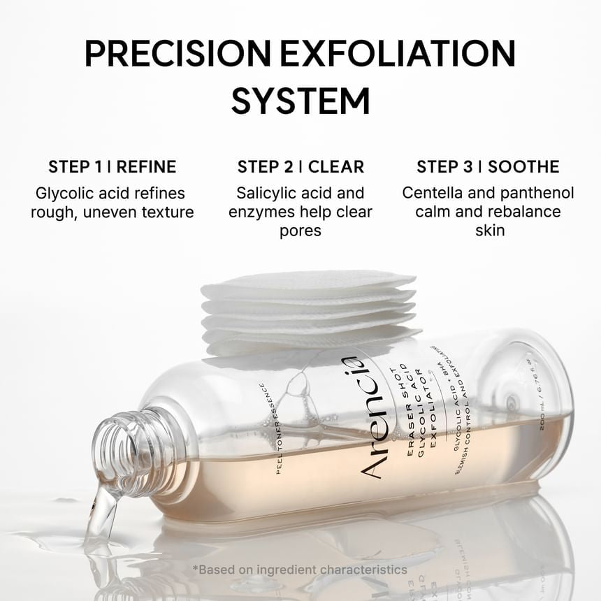 Arencia Eraser Shot Glycolic Acid Exfoliator 200ml مقشر أرينسيا إريزر شوت بحمض الجليكوليك - Princess Cosmetics Qatar