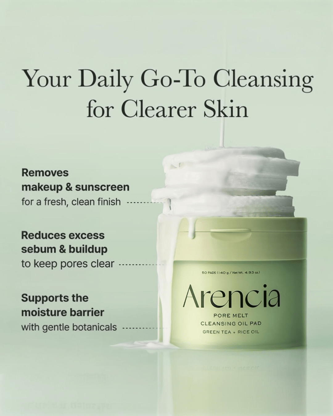 Arencia Pore Melt Cleansing Oil Pad (50 Pads) وسادة زيتية لتنظيف المسام من أرينسيا - Princess Cosmetics Qatar