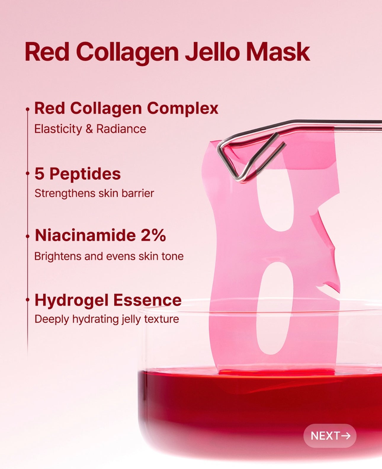 Arencia Red Collagen Jello Mask (1 Sheet) قناع أرينسيا الأحمر بالكولاجين الجيلي - Princess Cosmetics Qatar
