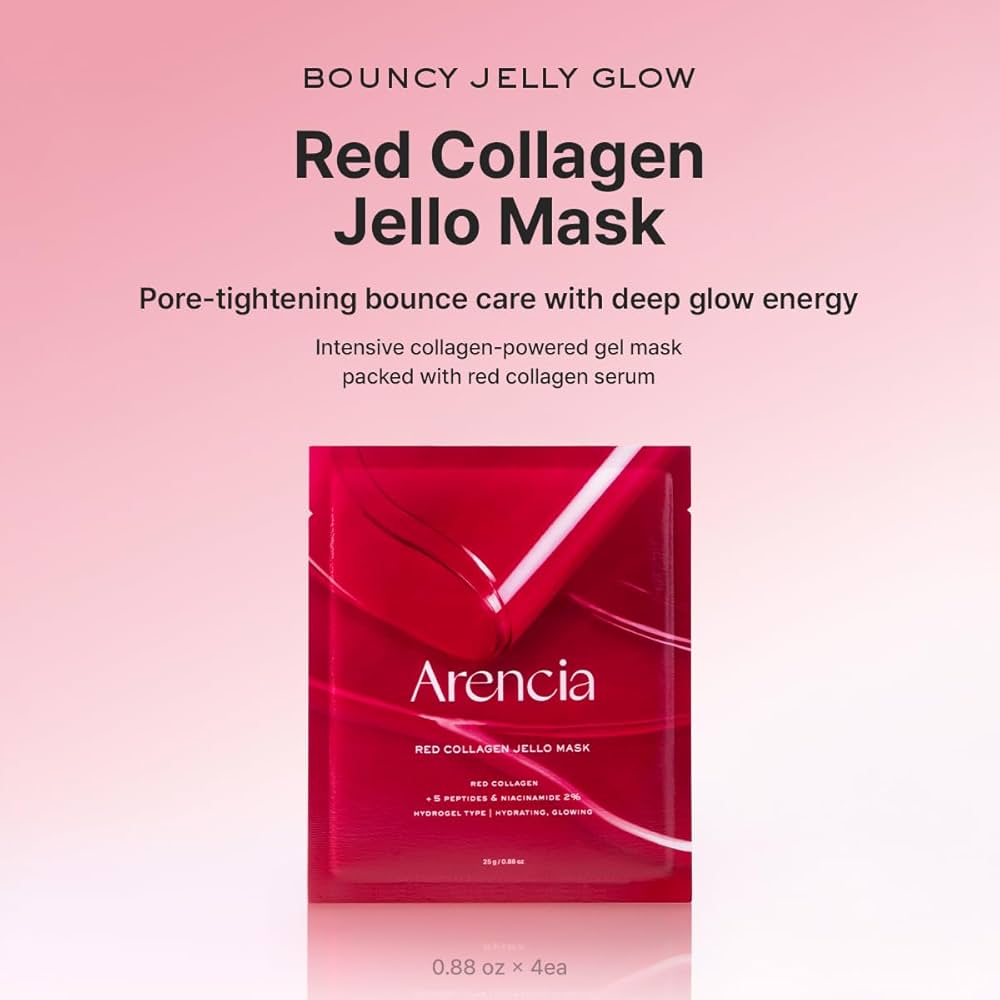 Arencia Red Collagen Jello Mask (1 Sheet) قناع أرينسيا الأحمر بالكولاجين الجيلي - Princess Cosmetics Qatar