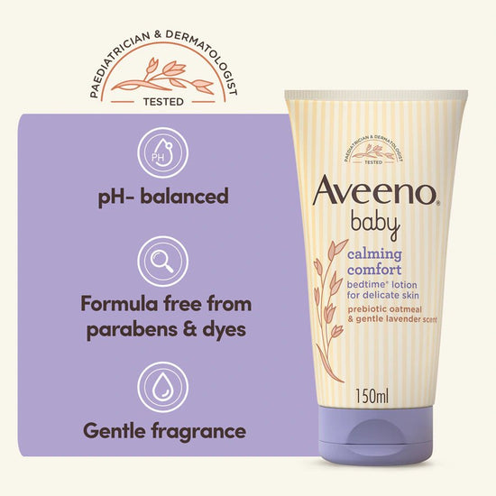 Aveeno Baby Calming Comfort Bedtime Lotion 150ml لوشن أفينو بيبي المهدئ والمريح قبل النوم - Princess Cosmetics Qatar
