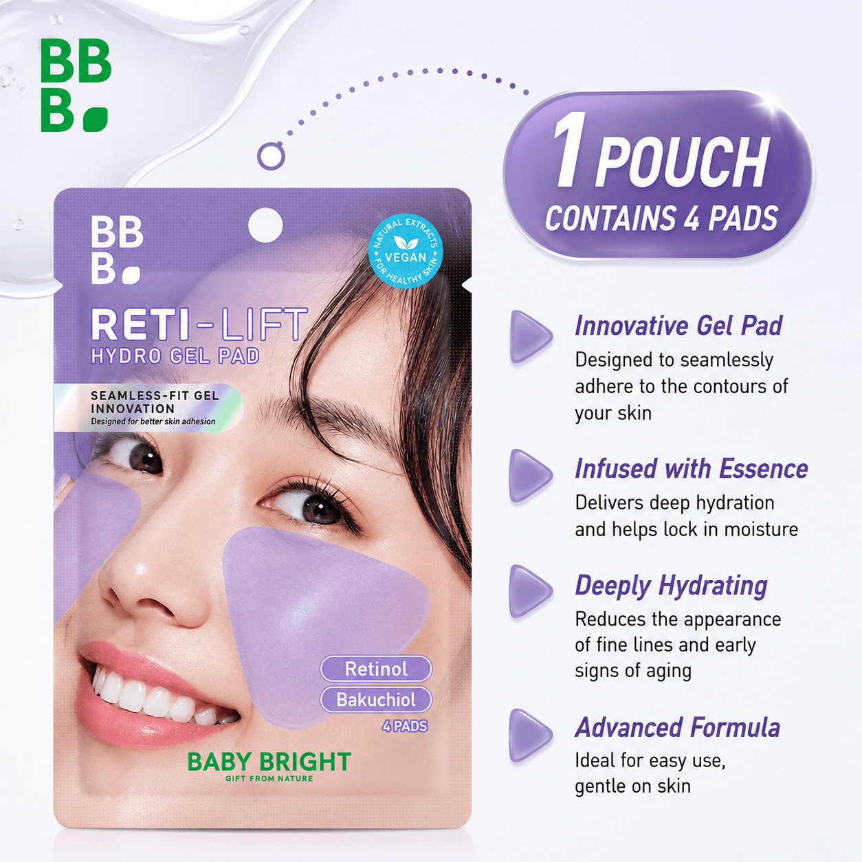 Baby Bright Reti-Lift Hydro Gel Pad (4 Pads) وسادة بيبي برايت ريتي-ليفت هيدرو جل - Princess Cosmetics Qatar