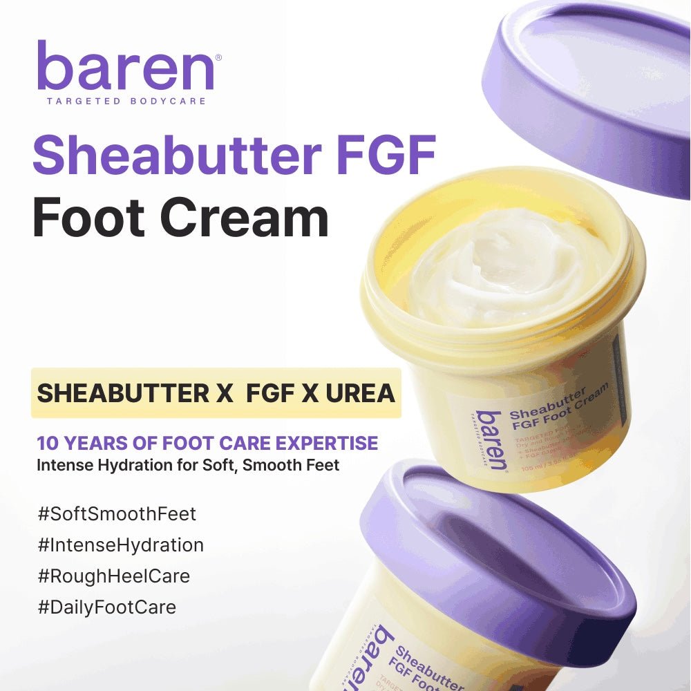 Baren Sheabutter FGF Foot Cream 105ml بارين كريم القدم بزبدة الشيا وFGF - Princess Cosmetics Qatar