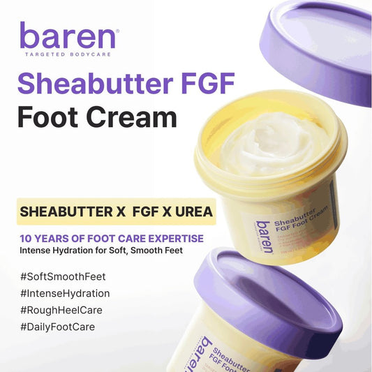 Baren Sheabutter FGF Foot Cream 105ml بارين كريم القدم بزبدة الشيا وFGF - Princess Cosmetics Qatar